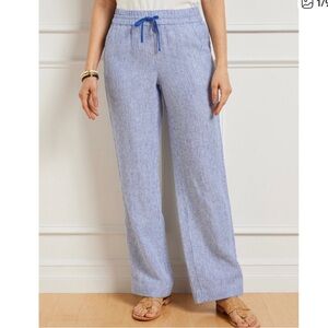 Talbots women’s Blue and White Striped Linen Pants